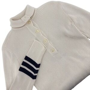 Lauren Ralph Lauren Women's M ‎ Button Turtleneck Ribbed Cotton Sweater Ivory